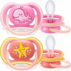Avent Ultra Air Whale Pink Star Pacifiers 6-18 months