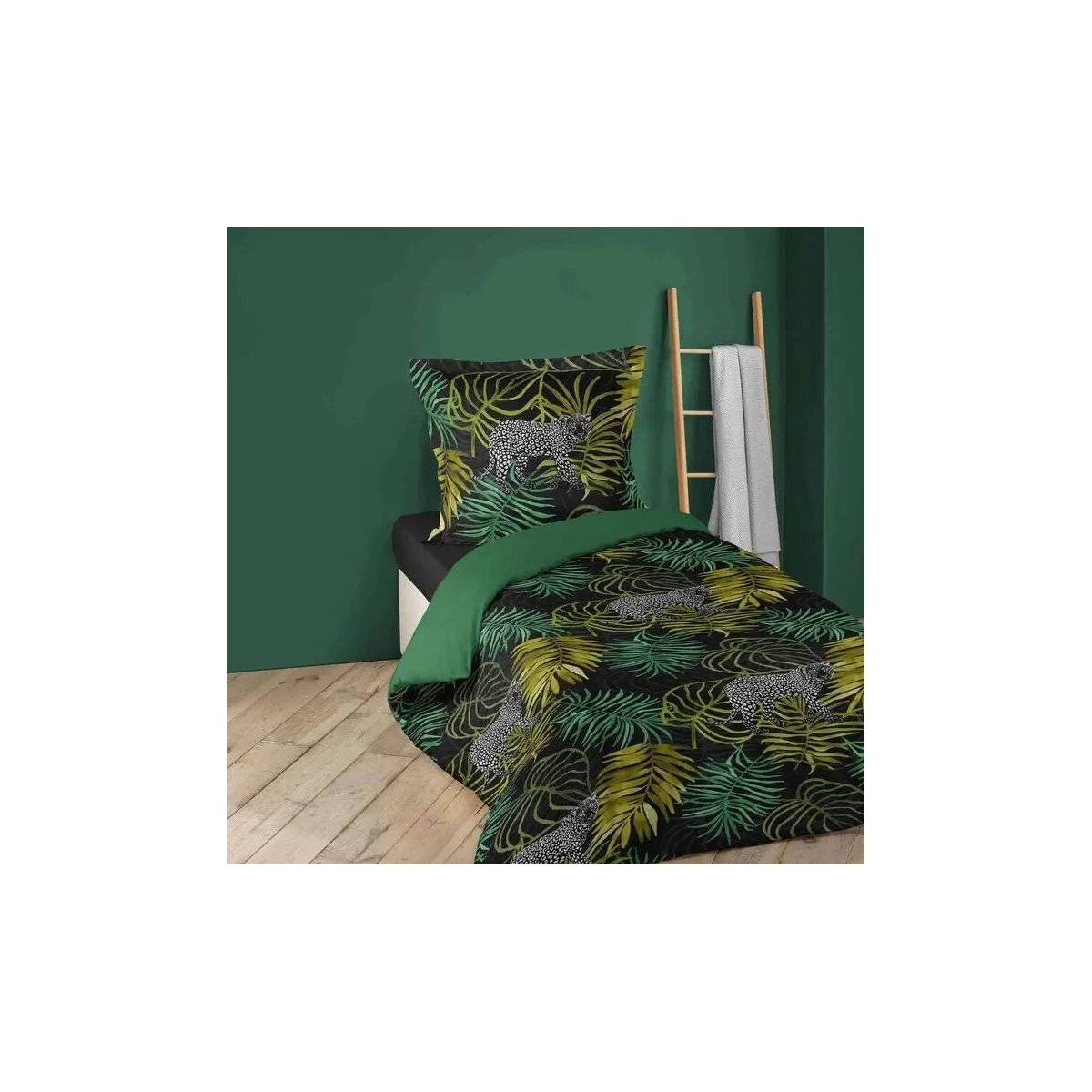 Housse de couette Panthère Tropical Green 140 x 200 cm vert