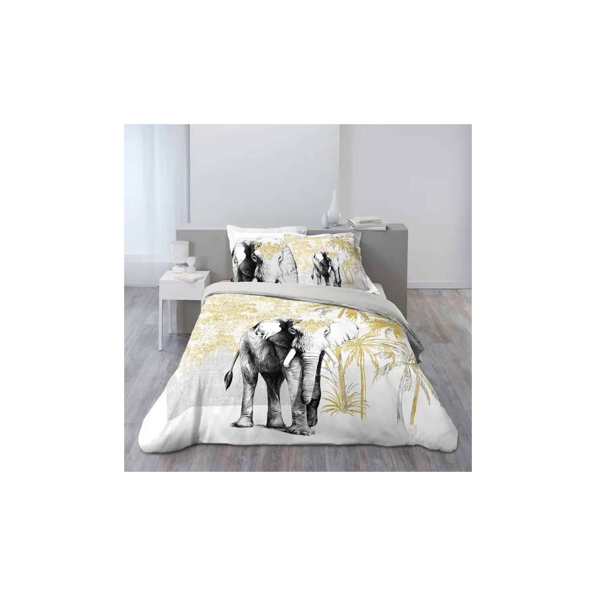 Fanfan Elephant duvet cover 240 x 220 cm golden white