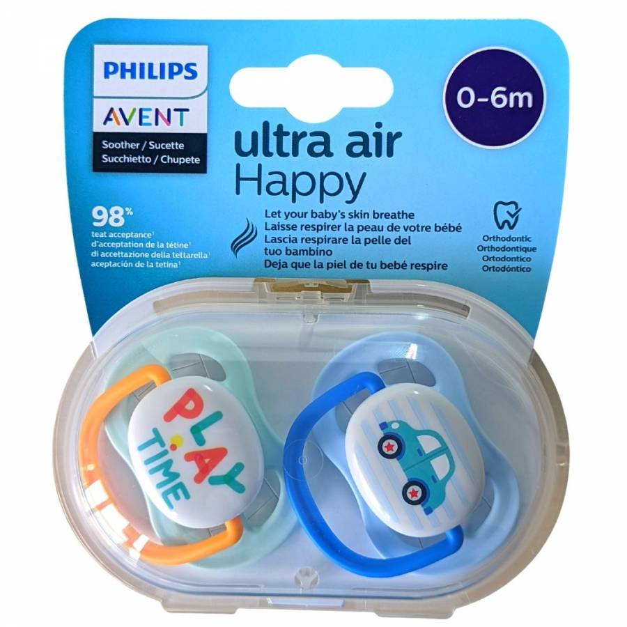 Avent 2 Chupetes Ultra Air Happy 0 - 6 meses niño