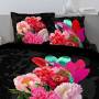 Bettbezug Blumen und Papagei Perro Pink 240 x 220 cm schwarz