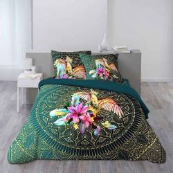 Zazou Blumen und Vögel Bettbezug 200 x 200 cm grün