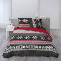Flocon Megève Bettbezug 240 x 220 cm schwarz und rot