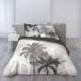 Bettbezug Palmen Malibu Flanell 260 x 240 cm grau und schwarz
