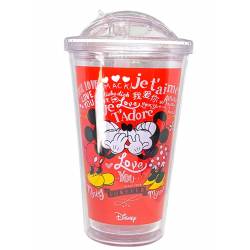 Cup with straw combined Mickey & Minnie red 450ml