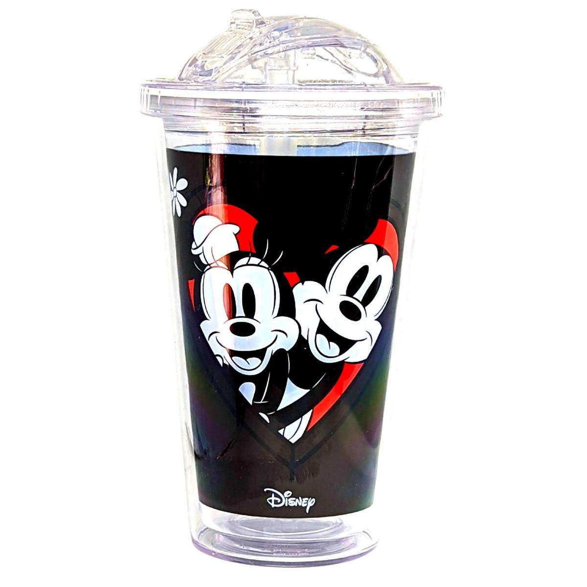 Cup with straw combined Mickey & Minnie Black 450ml