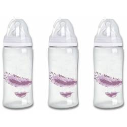 Set of 3 Tigex Multiflow feather purple baby bottles 0-6 months 300 ml