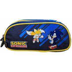 School pencil case Sonic the hedgehog blue 2 compartments 24 cm