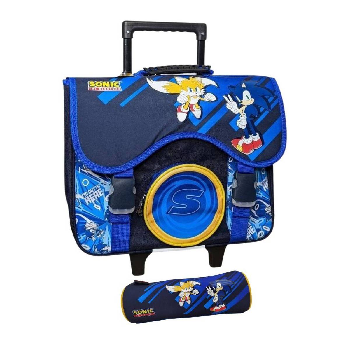 Pack Sonic 41 cm Schultasche mit Rollen + Federmäppchen