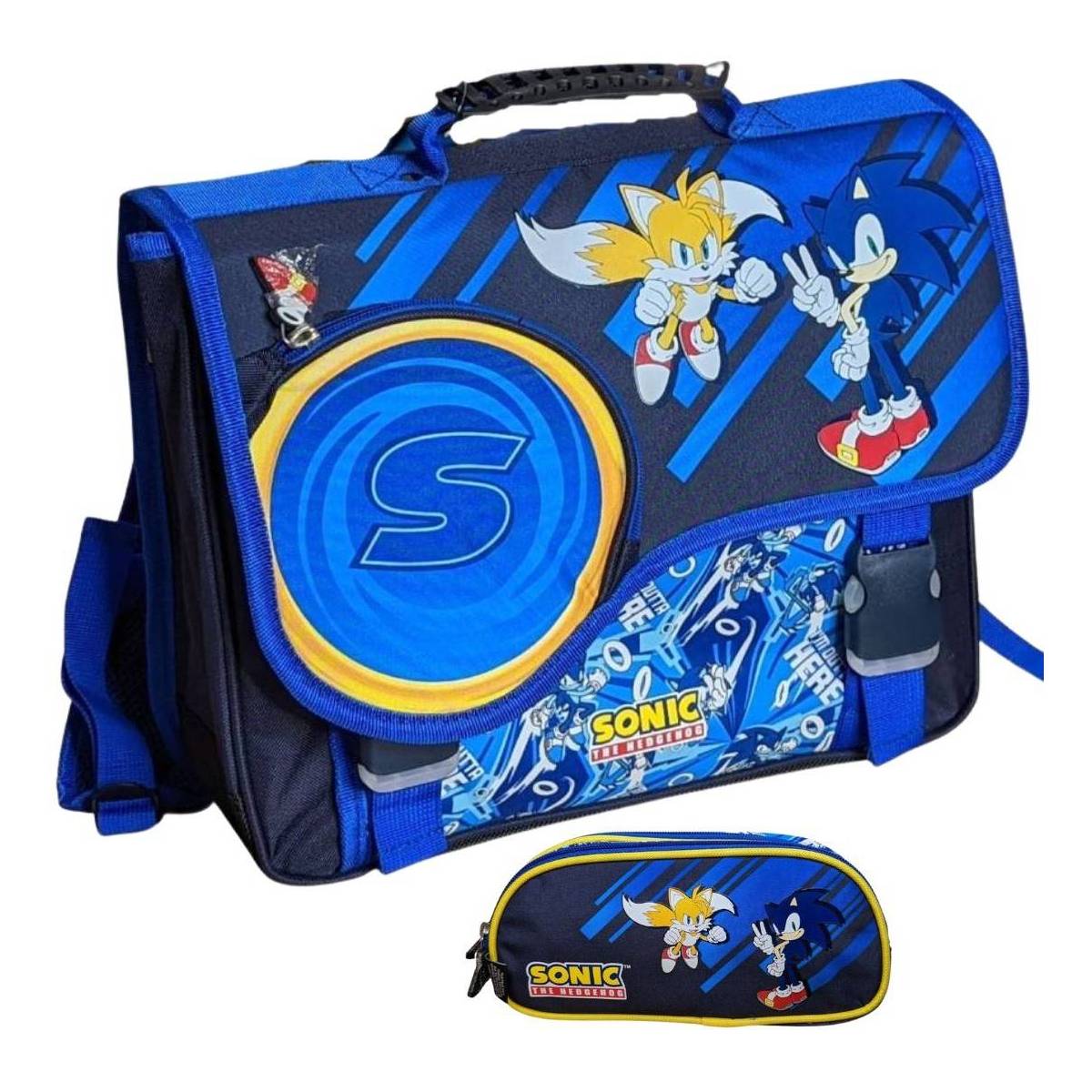Pack Cartable Sonic 38 cm + Trousse 2 compartiments