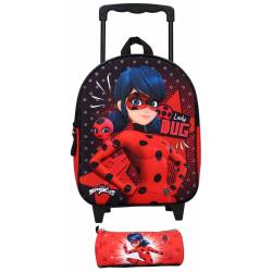 Pack Wheeled Backpack + Pencil Case Miraculous Friends Around Town