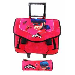 Miraculous Ladybug Rose Wheeled Schoolbag Pack + passendes Federmäppchen