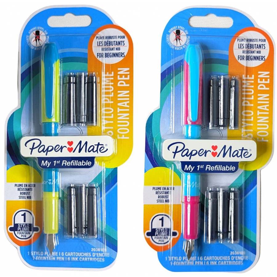 Stylo plume Paper Mate My First + 6 cartouches - MaxxiDiscount