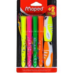 4 fluorescent highlighters + 2 mini Maped