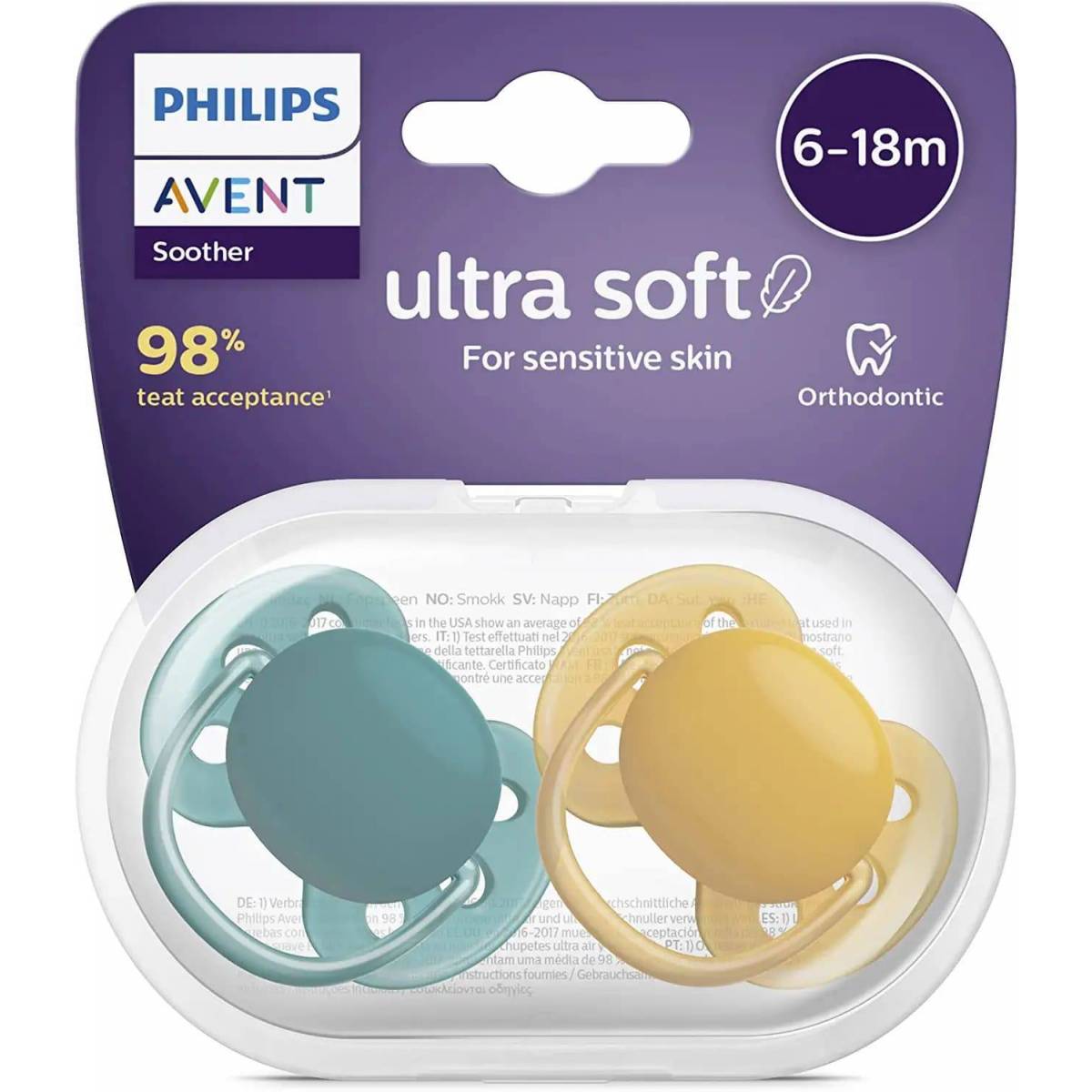 Avent Chupetes Ultra Soft Soother Unisex 6-18 Meses 2 Unidades