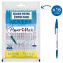 Set of 15 Paper Mate Blue Ballpoint Pens with Cap
