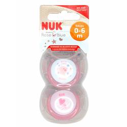Chupetes silicona Nuk 0-6 meses Bebé conejo y corazón rosa