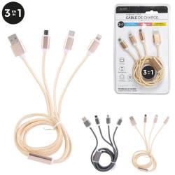 Cable de chargeur 3en1 Iphone, Usb type-C, Micro USB