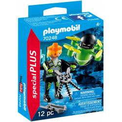 Figurine Playmobil Agent avec Drone 12 pièces 7.5cm