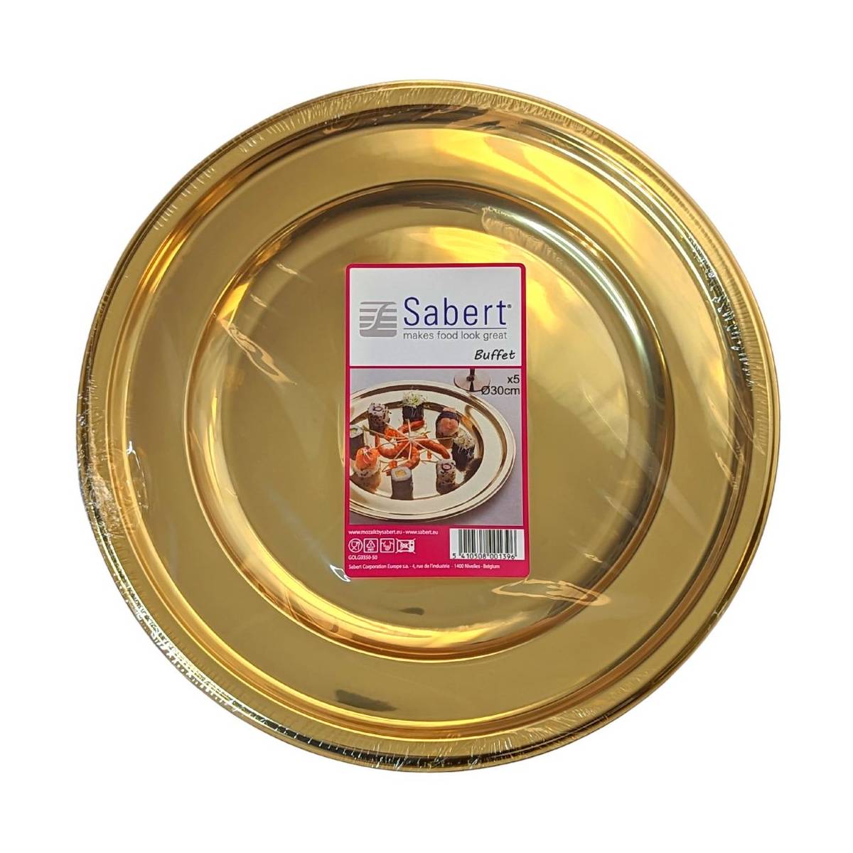Assiette Rigide Sabert Or 30 cm x5
