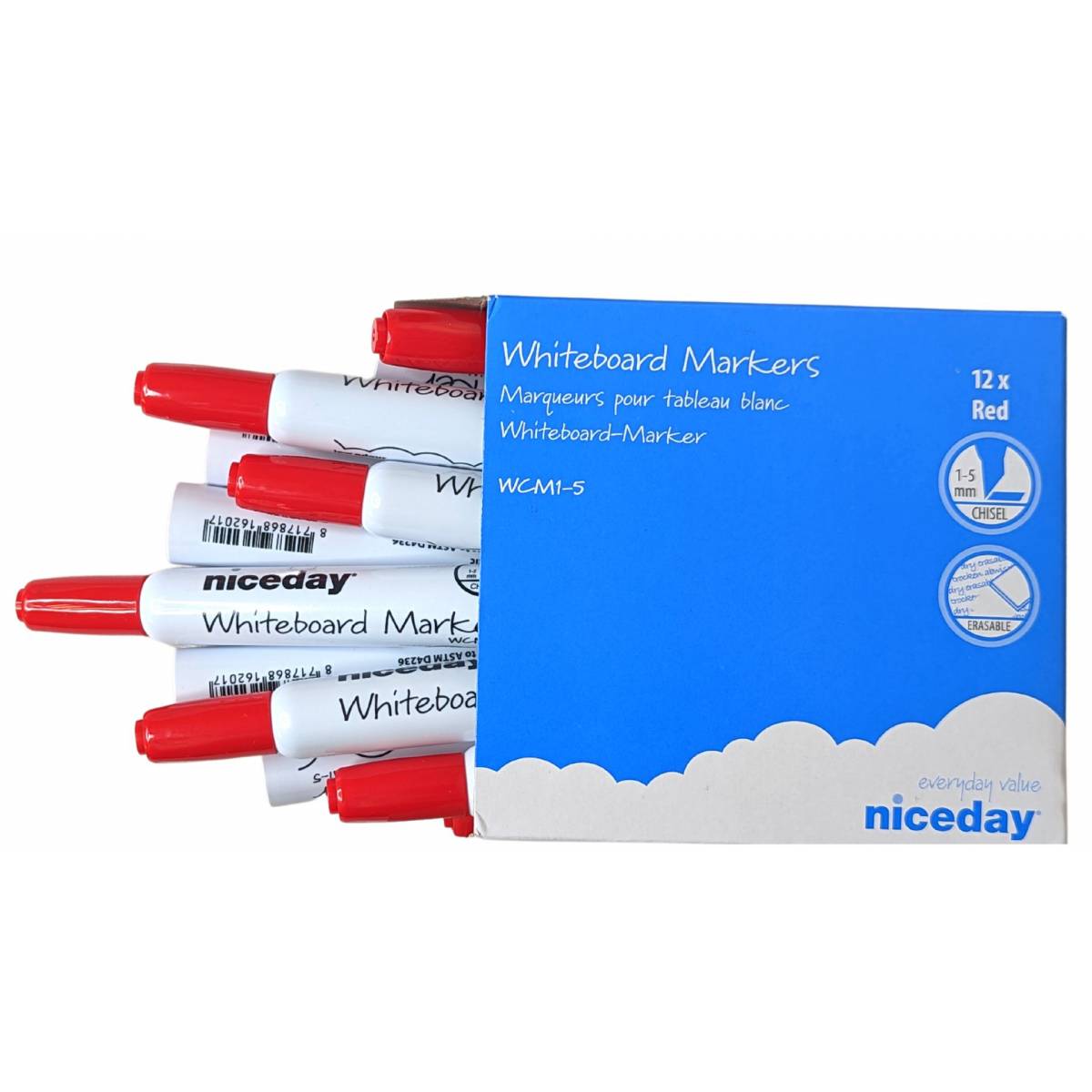 12 Large Niceday Red Whiteboard Markers