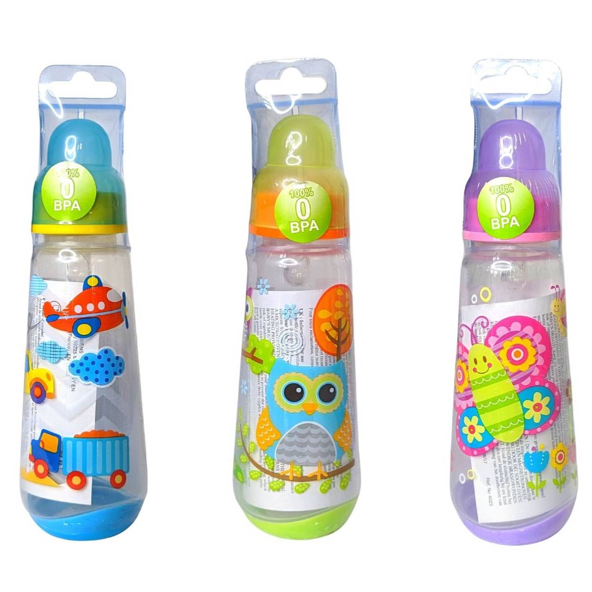 BPA-freie Babyflasche aus Kunststoff Eulen, Schmetterling, Auto