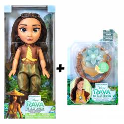 Pack Doll Raya and the last Dragon 35cm + Necklace of light