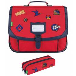 Pack Schoolbag + pencil case Tann's Dinosaur Maé Red