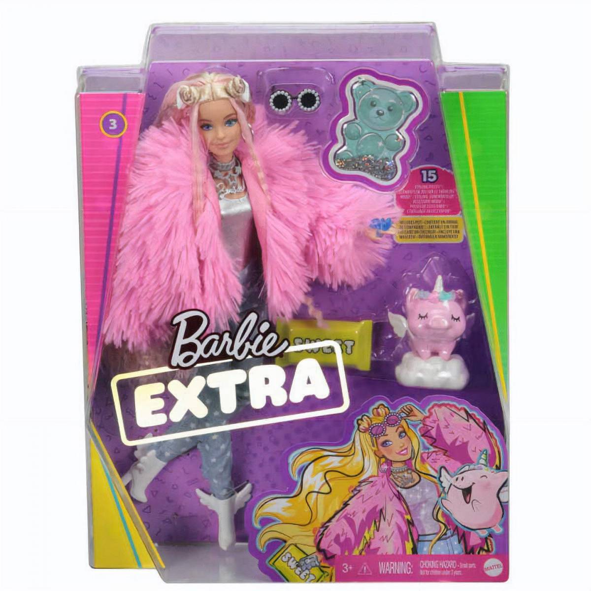 Barbie extra rosa Jacke mit Zubehör und Schwein