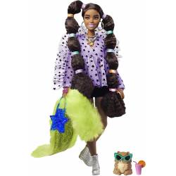 Brown Extra Poseable Barbie Doll with Pigtails