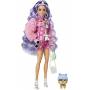 Barbie Extra poupée articulée 30cm cheveux violets + figurine Bulldog