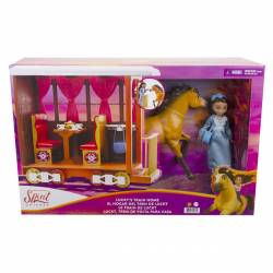 Set Poupée, figurine, train avec balcon à roulettes Mattel Spirit