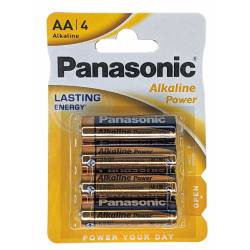4 Piles Alcalines Panasonic AA LR06 1,5 V