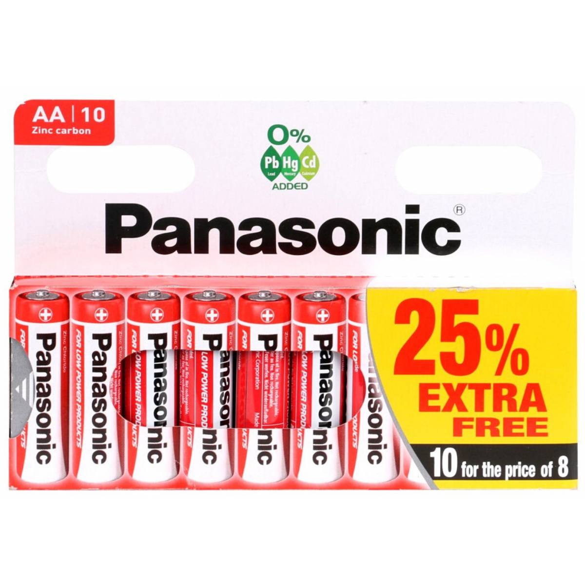 10 Piles AA R6 PANASONIC 1.5V Zinc Carbon