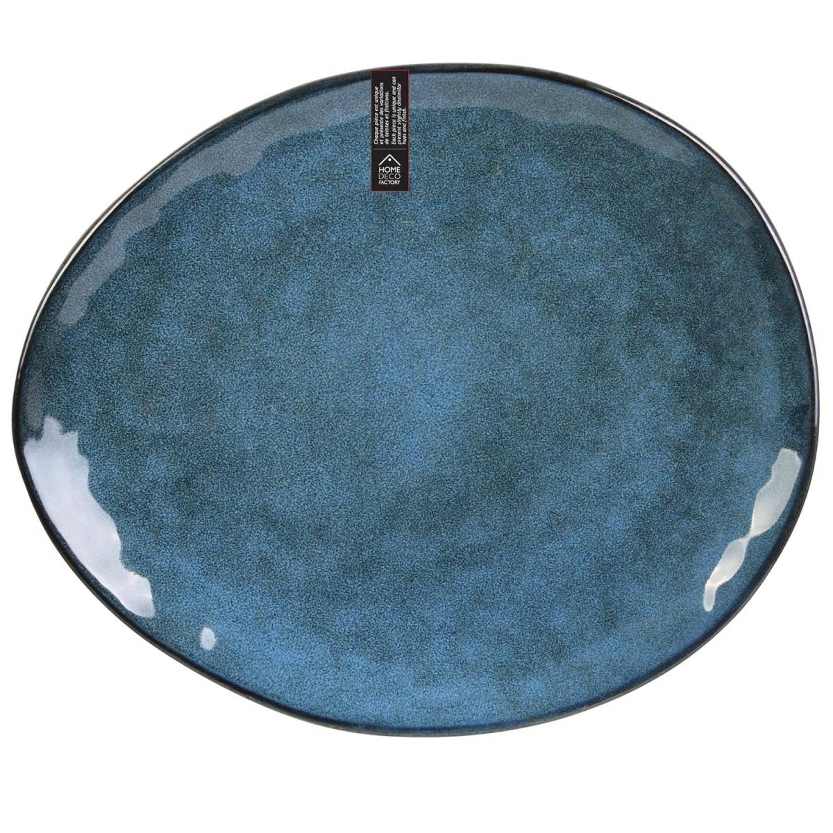 Assiette Galet Au Grès du Temps Bleu 27.5 x 23 cm