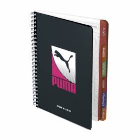 Cahier de textes "Puma" - Reliure spirales rose