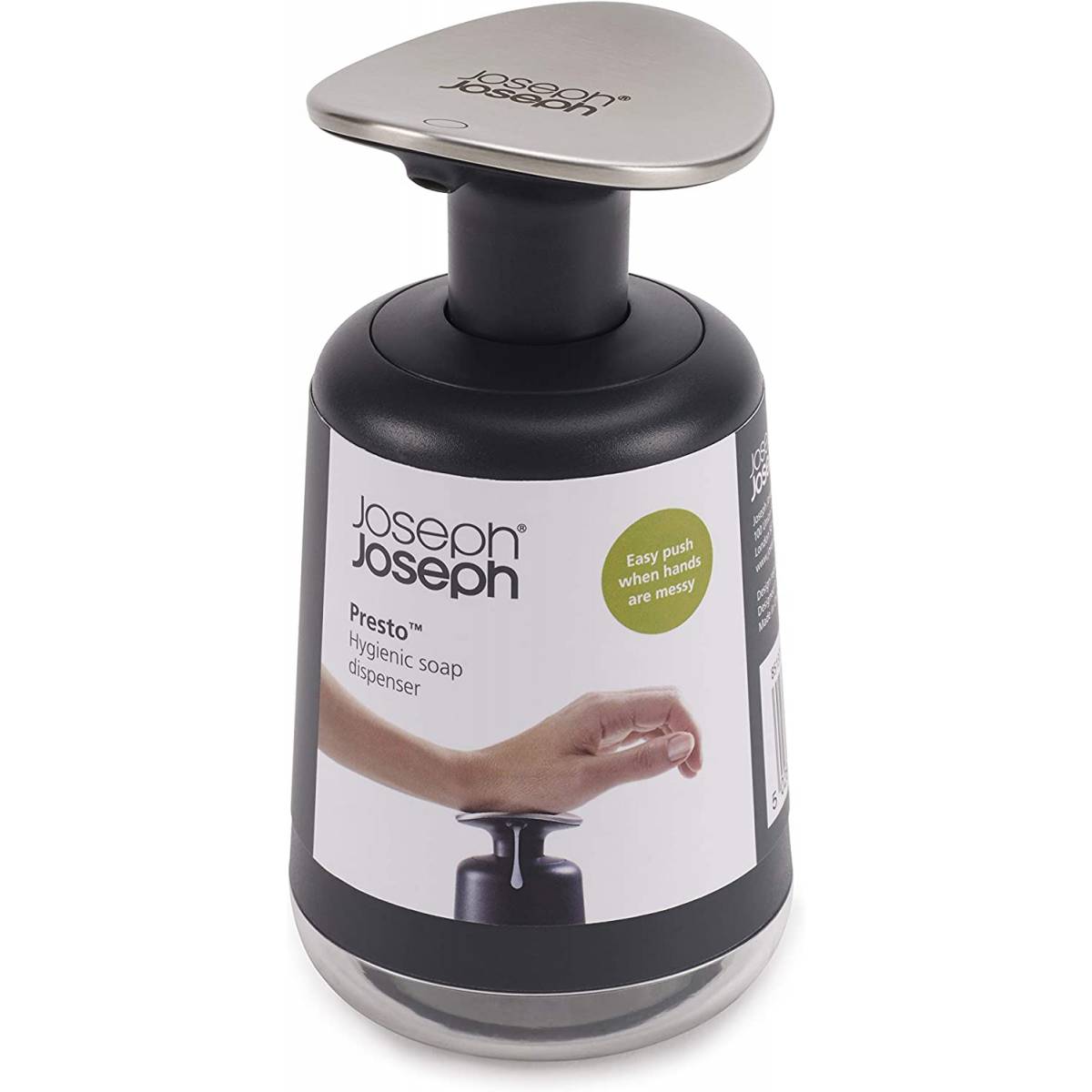 Joseph - Presto - Distributeur de savon hygiénique - Acier inoxydable, Gris