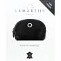 Black leather cosmetic pouch Lamarthe Paris 18cm