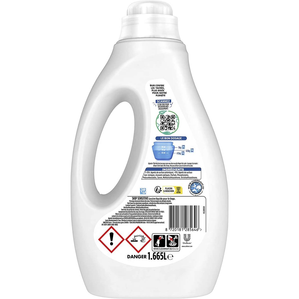 SKIP Sensitive Liquid Detergent Special Sensitive Skin 1.665L -  MaxxiDiscount