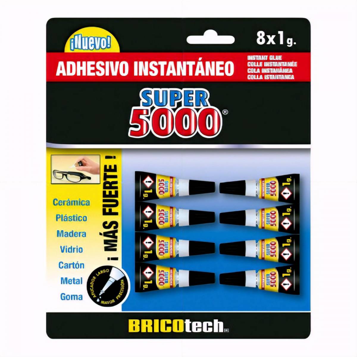 BRICOtech SUPER 5000 instant strong glue 8 x 1g