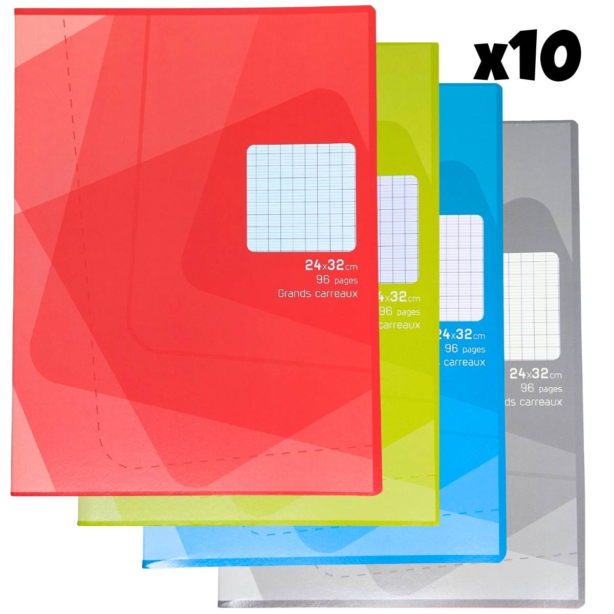 Packung mit 10 Notizbüchern 24 x 32 cm 96 Seiten große Quadrate