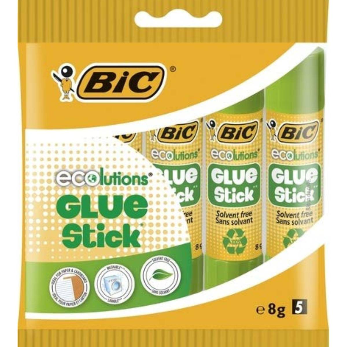 BIC - Lot de 5 Tubes de Colle Glue Stick - 8 gr
