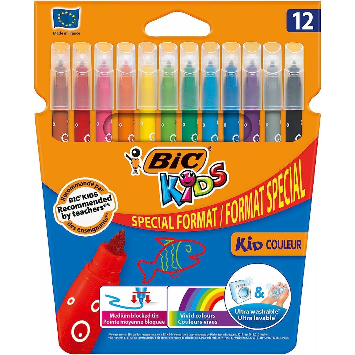 BIC KIDS - Etui de 12 Feutres de Coloriages KID Couleur