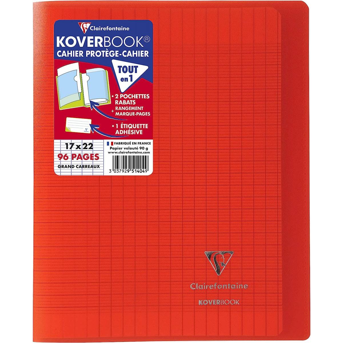 Clairefontaine - Koverbook Piqué Polypro Transparentes Notizbuch - Große Fliesen - 96 Seiten - 24 x 32 cm