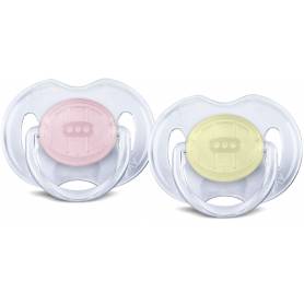 Set of 2 Philips Avent Transparent Silicone Pacifiers 0-6 months