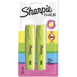 2 Highlighters Fluorescent Yellow XL Sharpie Smear Guard