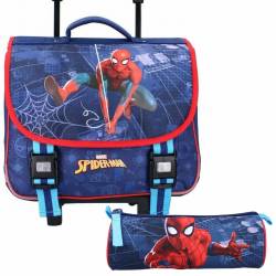 Cartable à roulettes Spider-Man Bring It On + trousse