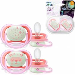 Sucettes Avent Nuit 6-18 mois Rose Ultra Air