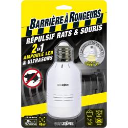 BARRIERE A RONGEURS Répulsif Rats et Souris, Ampoule LED et Ultrasons 2 en 1