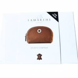 Black leather cosmetic pouch Lamarthe Paris 18cm
